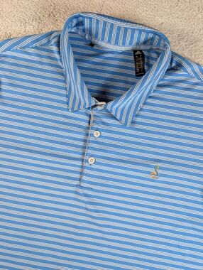 Adidas Golf Polo Mens M Blue Silver Streamsong Logo Performance